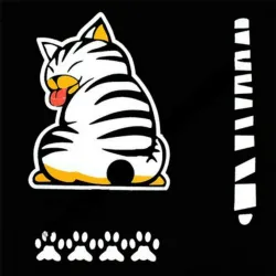 Cat moving tail & paws - 3D car sticker for rear windshield window wiperStickers