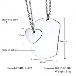Modern necklace for couples - free engraving - stainless steel - 2 piecesNecklaces