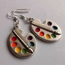Artist palette - silver brush - silver earringsEarrings