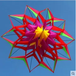 3D flower shape kite with handle and line - 150 cm diameterKites