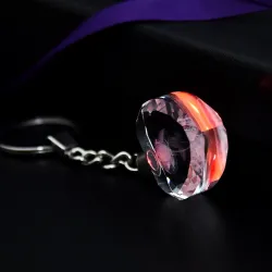Rose flower in crystal heart - LED - keychainKeyrings