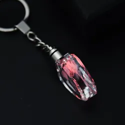 Rose flower in crystal heart - LED - keychainKeyrings