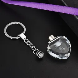 Rose flower in crystal heart - LED - keychainKeyrings