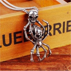 Vintage silver spider & skull pendant - stainless steel necklaceNecklaces