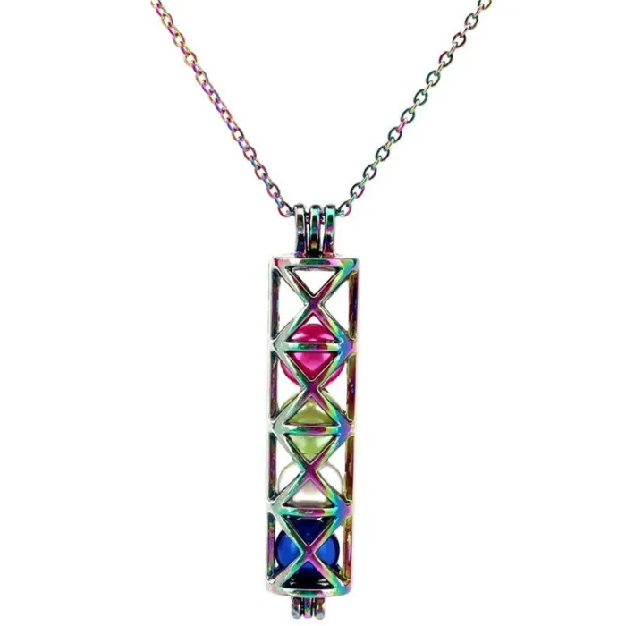 Rectangular tube with pearl beads - stainless steel necklaceNecklaces
