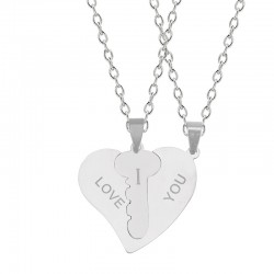 I Love You - 2-piece heart & key necklace - 2 piecesNecklaces