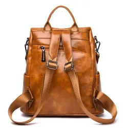 Casual leather bag - crocodile skin design - brown / black - backpackBackpacks