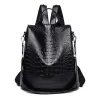 Casual leather bag - crocodile skin design - brown / black - backpackBackpacks