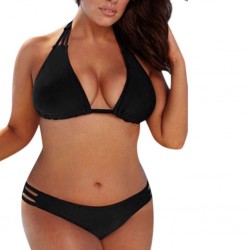 Low waist two piece swimsuit - plus size - black - whiteSwimming