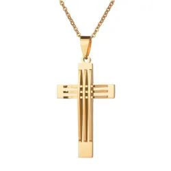 Vintage cross pendant - necklace - gold - half goldenNecklaces
