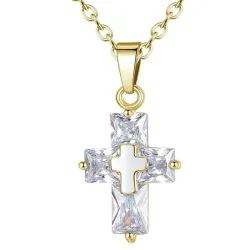 Double cross necklace - gold - womenNecklaces