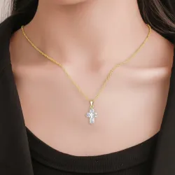 Double cross necklace - gold - womenNecklaces
