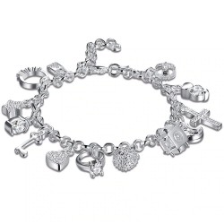 Elegant bracelet with 13 charms - 925 sterling silverBracelets
