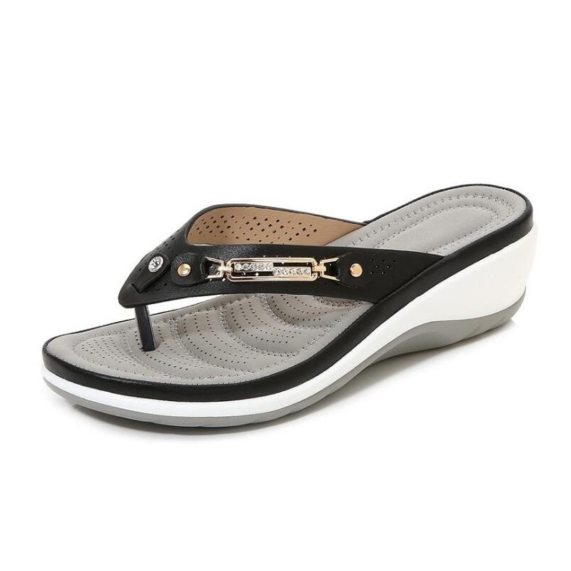 Elegant summer sandals - flip flops - metal and crystals decoration - comfortableSandals