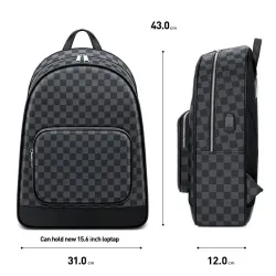 Polo backpack - plaid design - USB charging port - waterproofBags