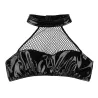 Sexy crop top - leather backless bra - mesh & latexLingerie