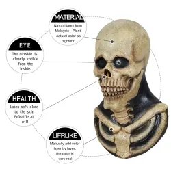 Scary skeleton mask - with chest bones piece - latex - full headMasks
