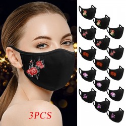 Face / mouth protective mask - reusable - cotton - flower print - 3 pieces