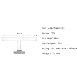 Modern - LED mirror light - wall lamp - stainless steel - waterproof - 12W - AC 90-265V - 42cmWall lights