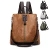 Retro leather backpack / shoulder bag with zippersBackpacks