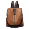 Retro leather backpack / shoulder bag with zippersBackpacks