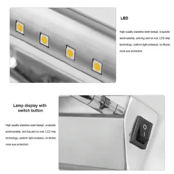 3W - 5W - 7W - LED wall light - stainless steel lamp with with switch - 25 cm - 40 cm - 55 cmWall lights
