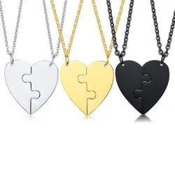 Heart pendant with necklace - custom made engraved name - 2 piecesNecklaces