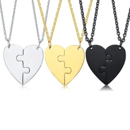 Heart pendant with necklace - custom made engraved name - 2 piecesNecklaces