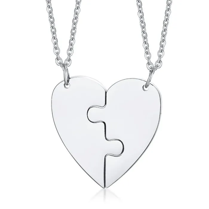 Heart pendant with necklace - custom made engraved name - 2 piecesNecklaces