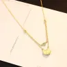 Gold necklace with malachite & zircons - double chain - 925 sterling silverNecklaces