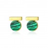 Elegant round stud earrings - with green malachite - 925 sterling silverEarrings
