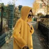 Fashionable fur coat with hoodieJackets