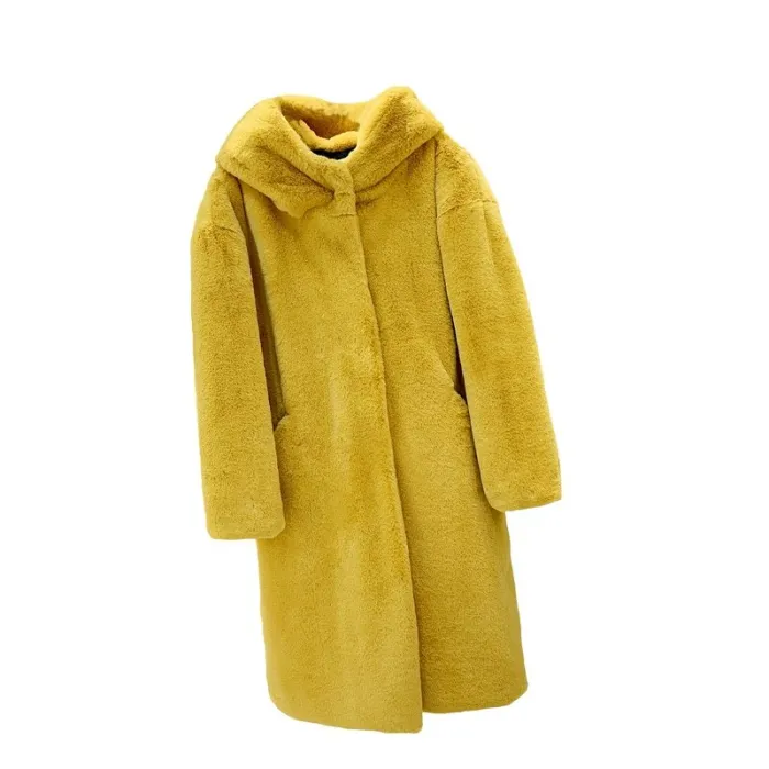 Fashionable fur coat with hoodieJackets