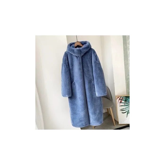 Fashionable fur coat with hoodieJackets