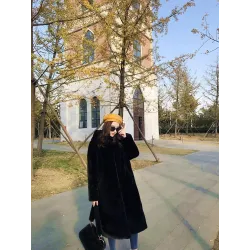 Fashionable fur coat with hoodieJackets