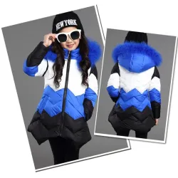 Warm down jacket - with detachable fur hoodKids