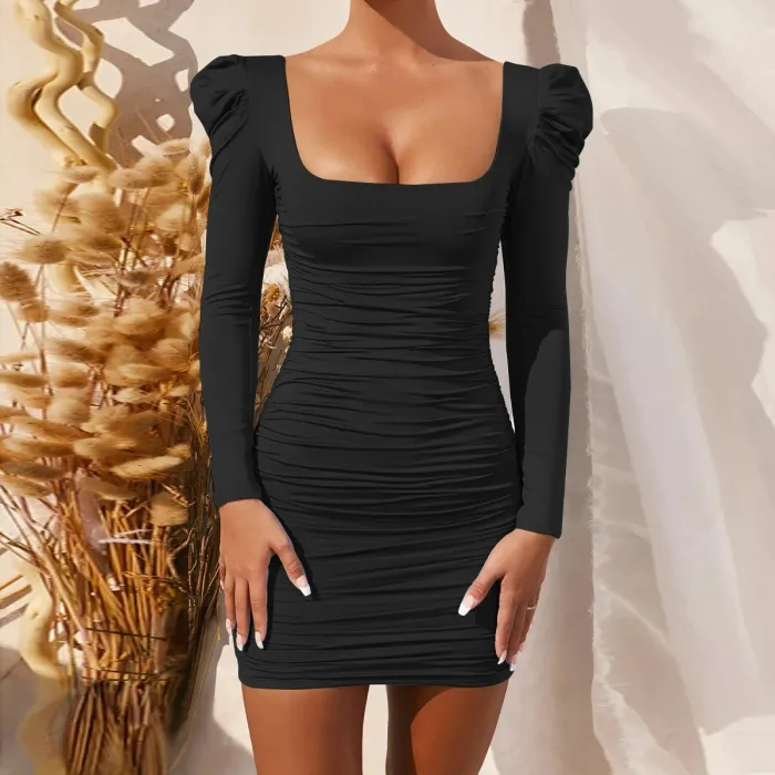 Sexy backless long sleeve mini dressDresses