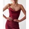 Sexy silk dress - calf-length - thin straps - with a side slitDresses