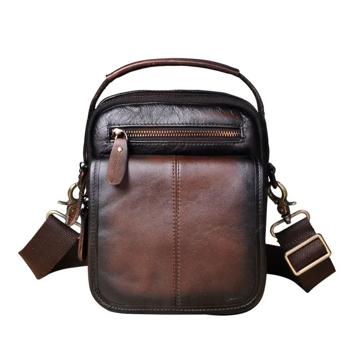 Leather shoulder / crossbody bag - with zippers / pocketsBags