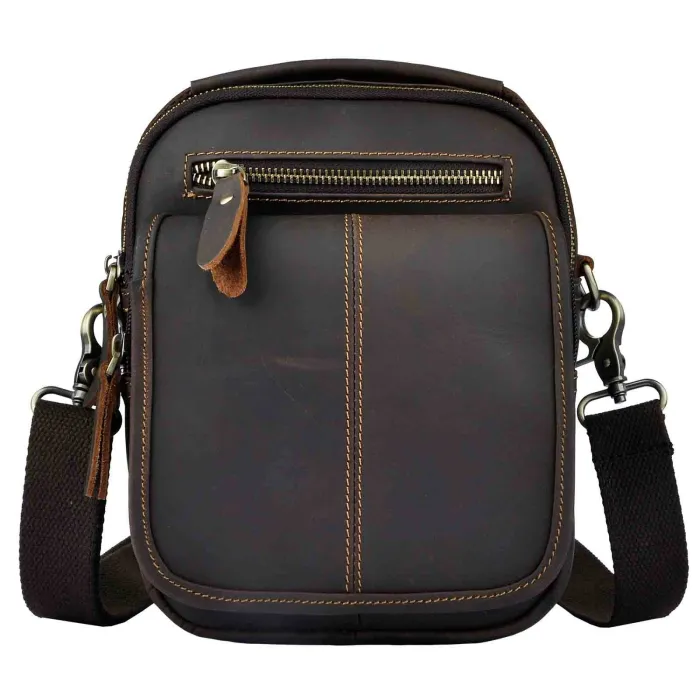 Leather shoulder / crossbody bag - with zippers / pocketsBags