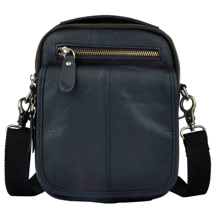 Leather shoulder / crossbody bag - with zippers / pocketsBags