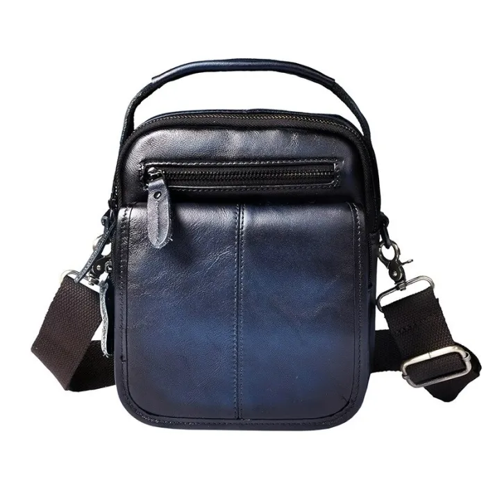 Leather shoulder / crossbody bag - with zippers / pocketsBags