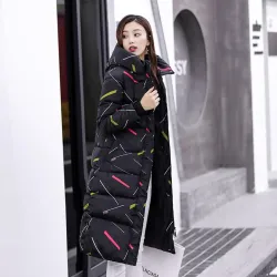 Warm / long down winter jacket with hood and zipperJackets