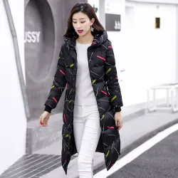 Warm / long down winter jacket with hood and zipperJackets