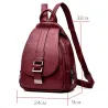 Fashionable leather backpack - with a metal front buckleBackpacks