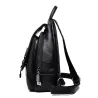 Fashionable leather backpack - with a metal front buckleBackpacks