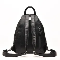 Fashionable leather backpack - with a metal front buckleBackpacks