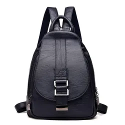 Fashionable leather backpack - with a metal front buckleBackpacks