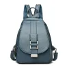Fashionable leather backpack - with a metal front buckleBackpacks