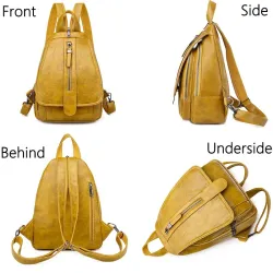 Trendy backpack - front zippers / buckle - wax leatherBackpacks